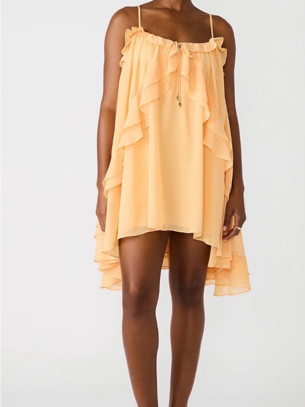 Steve Madden Peach High-Low Ruffle Slip Dress